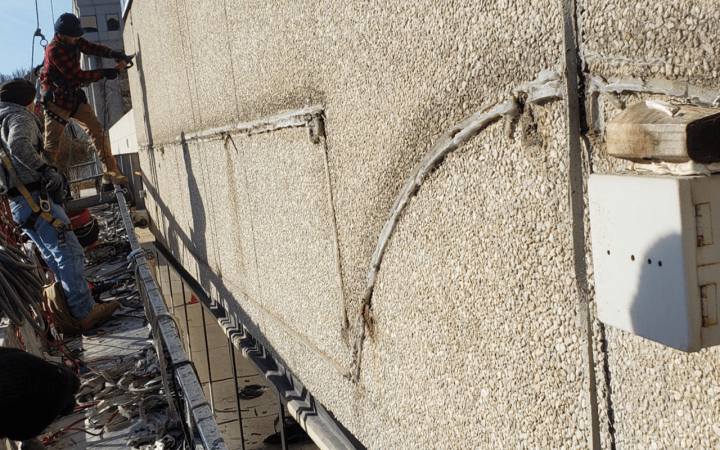 presto-technicians-caulking-control-joints-on-office-building Control Joint Caulking Replacement by Presto Restore