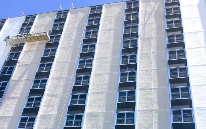 commercial building restoration company refreshes office building's exterior