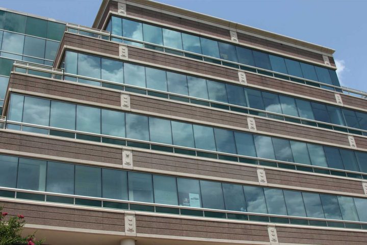 Commercial office building after a complete exterior restoration