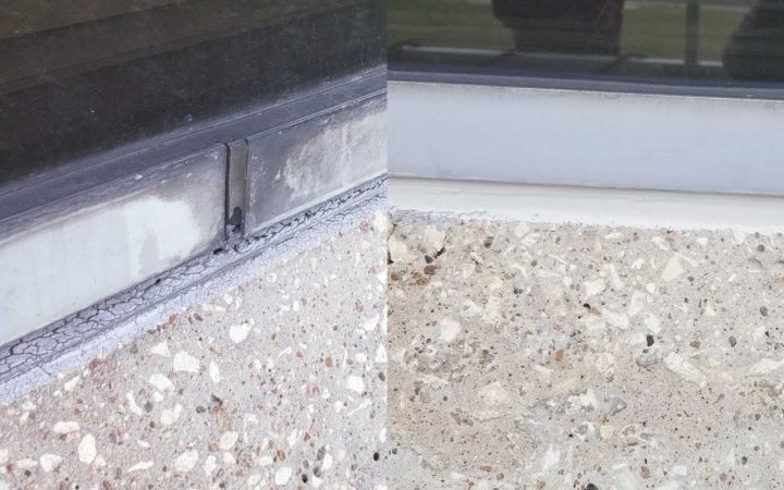 Repaired Caulking Before and After Commercial Waterproofing and Caulking Services