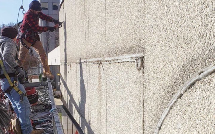 a caulking and waterproofing company removing old expires caulking