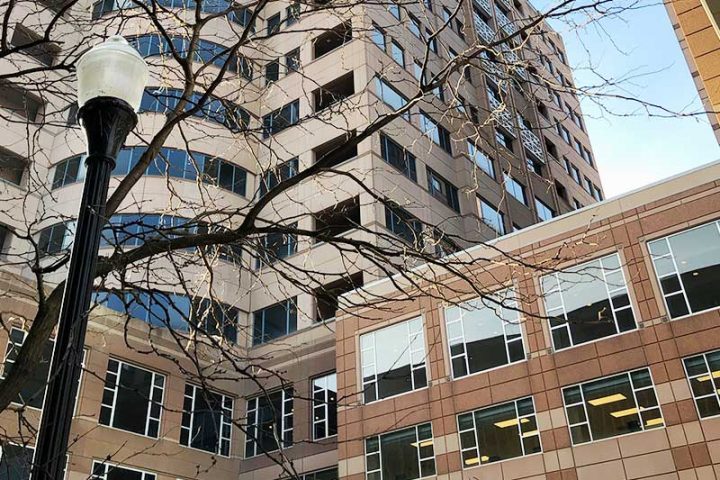 Luxury apartment building glass restoration
