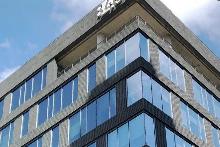 Downtown cincinnati office building stone and glass restoration