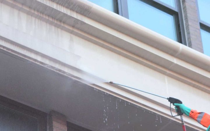 Power Wash and Sealing Service on a commercial building