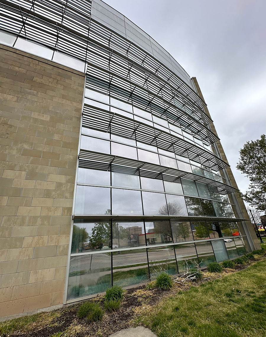 Commercial curtain wall caulking at a commercial building in Grand Rapids, MI