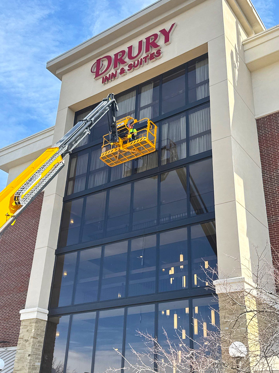 Exterior Caulking and waterproofing services for hotel building in Paducah, KY.