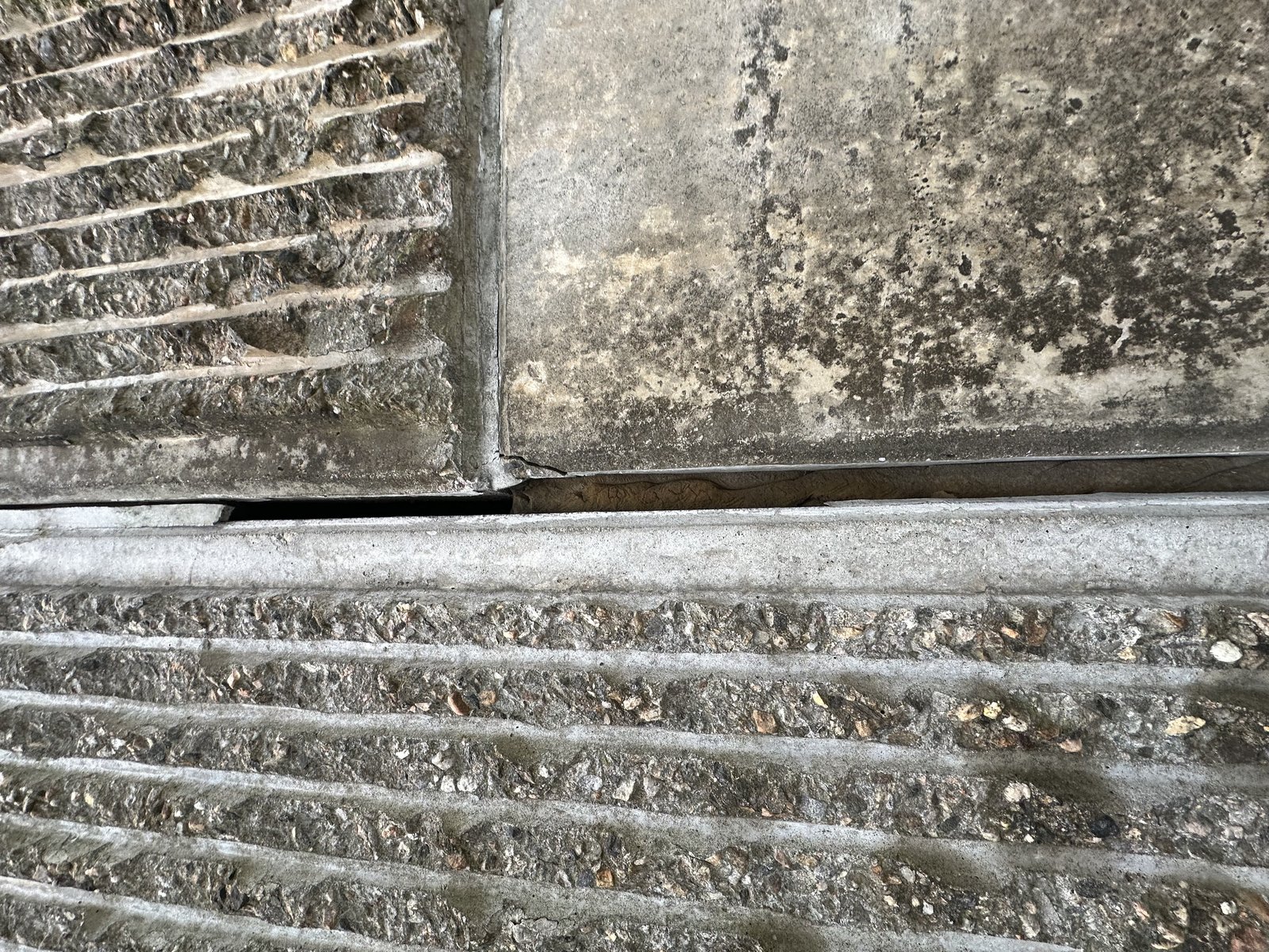 Failed control joint caulking at a commercial building in Stamford, CT