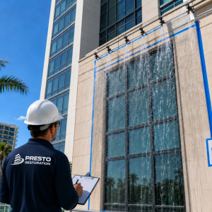 Controlled water testing for leak detection on a Lakeland FL commercial building